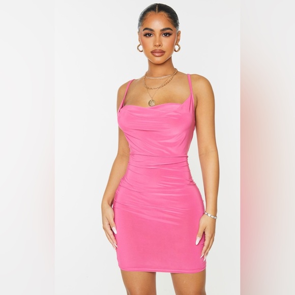 🌟PLT Petite Pink Slinky Cowl Neck Dress -  NWT 🌟 - Picture 3 of 5